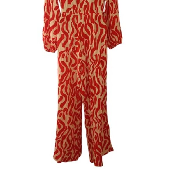 Anthropologie Faithful The Brand Womens Jumpsuit in Coral Cream LaCateau Print 2 - Picture 9 of 9